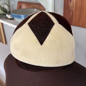 Vintage Anita Pineault wool hat women’s cream and brown bucket hat movie prop Ha